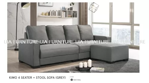 Kimo 4 Seater + Stool Sofa (Grey)