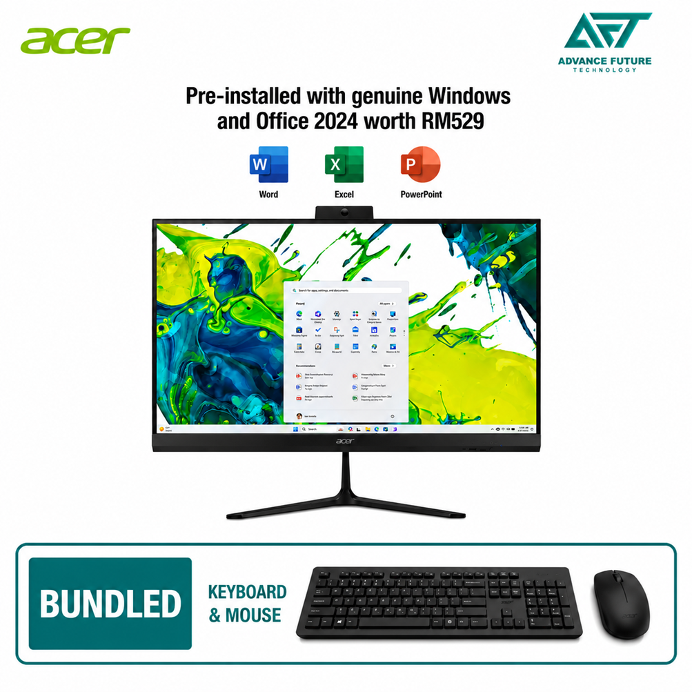 Acer Aspire C27B-GARL-265W11 27" FHD All-in-One Desktop PC Black ( Intel Core Ultra 7 265U, 32GB, 1TB SSD, Intel, W11, H&S 2024&M365 )