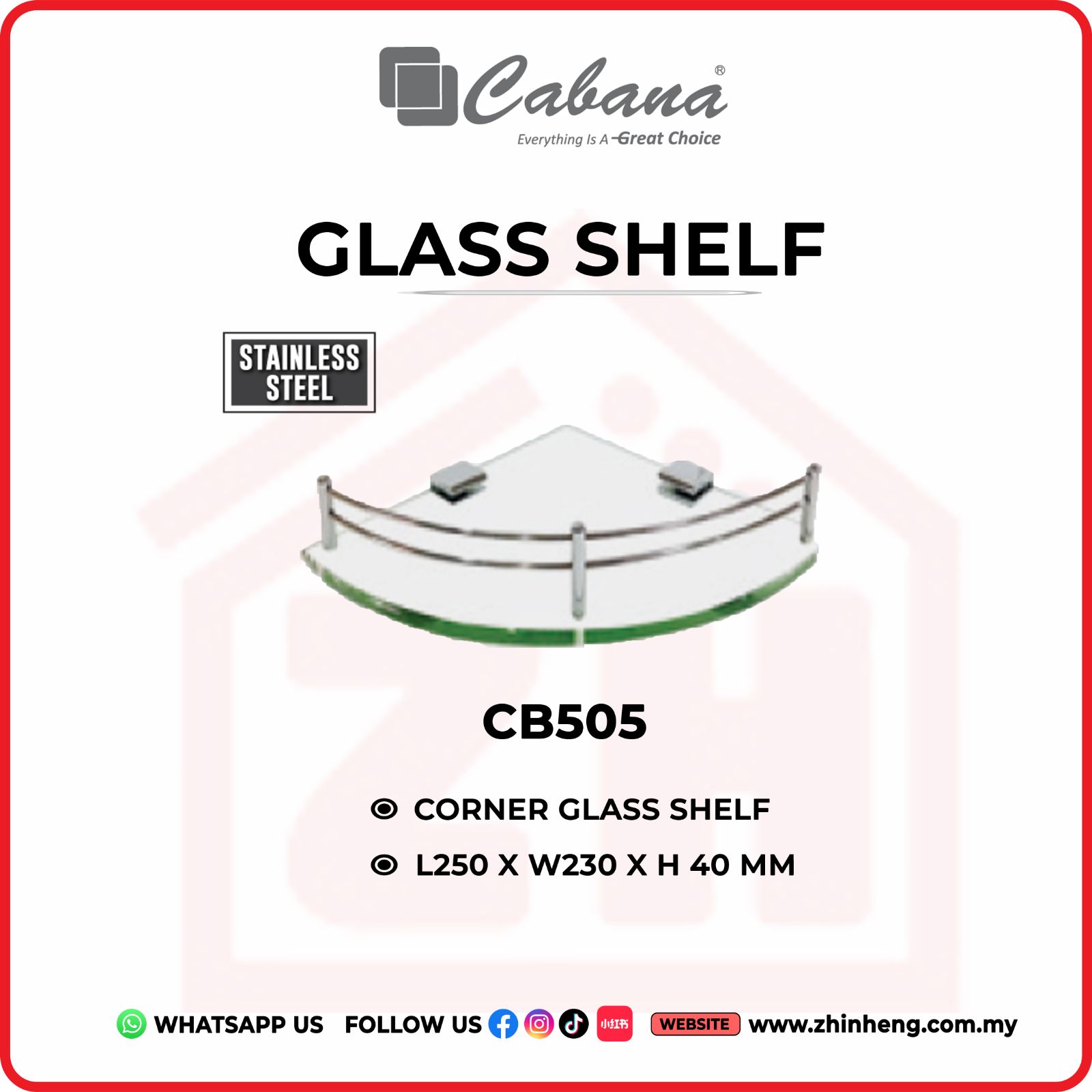 CABANA CORNER GLASS SHELF  CB505