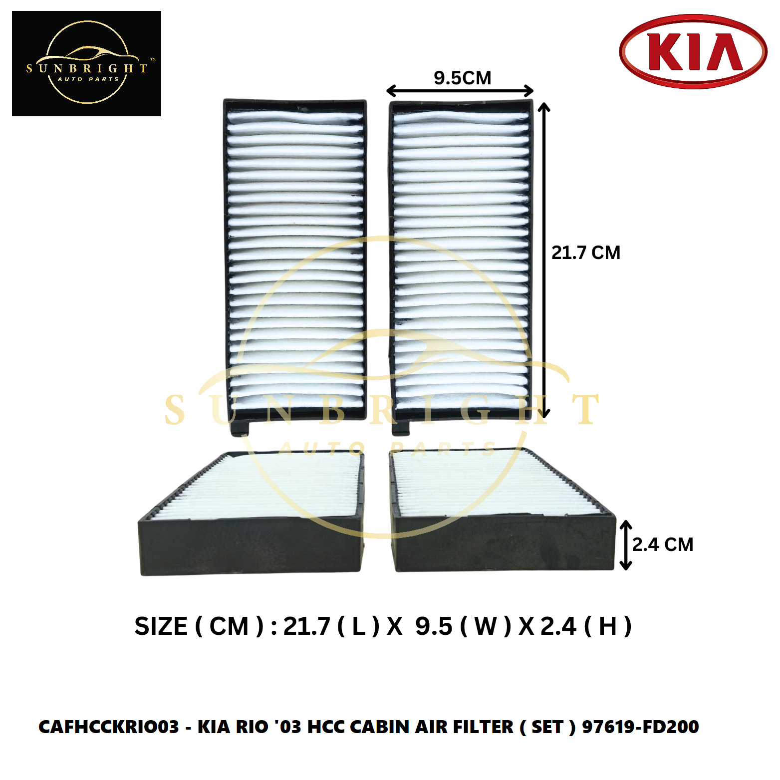 CAFHCCKRIO03 - KIA RIO '03 HCC CABIN AIR FILTER ( SET ) 97619-FD200