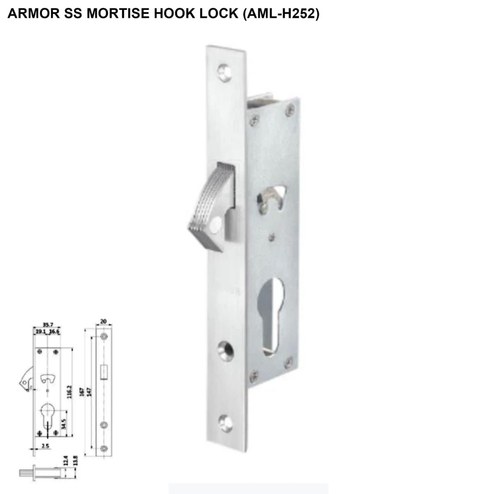 ARMOR SS MORTISE HOOK LOCK AML-H252