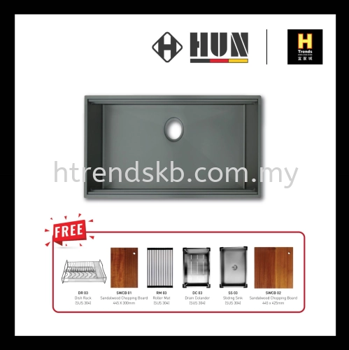 HUN Workstation Kitchen Sink with Nanotech (Nano Titanium) HKS337