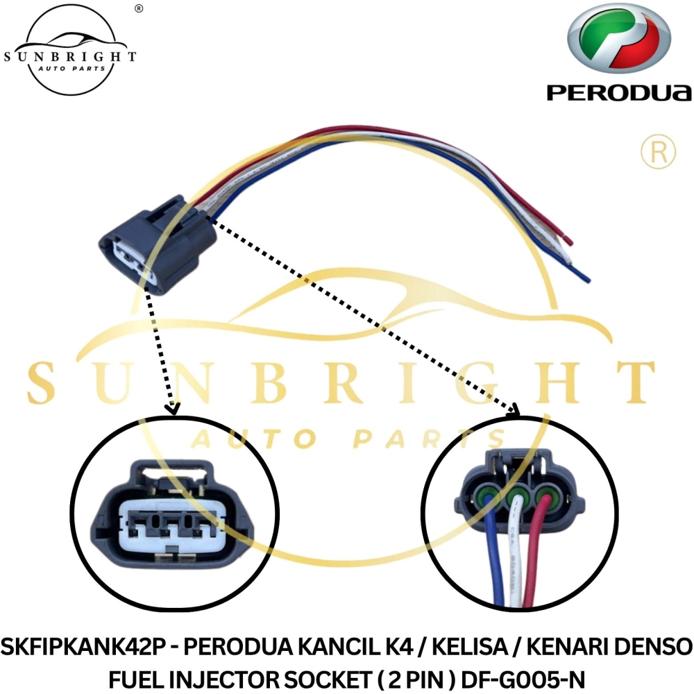 SKFIPKANK42P - PERODUA KANCIL K4 / KELISA / KENARI DENSO FUEL INJECTOR SOCKET ( 2 PIN ) DF-G005-N