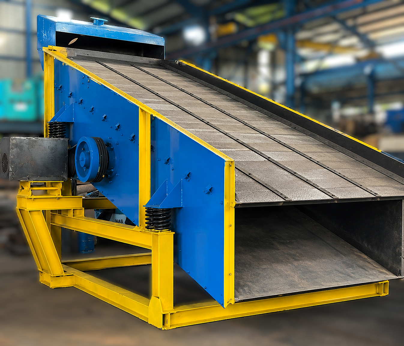 Double Deck Vibrating Screen complete with Apecture Wire Mesh and powered by a 50 h/p Motor with Eccentric Shaft and Counter Weights.