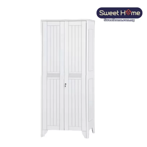 2 Door White Wardrobe TC 644 H 80" W 62" D 21 "