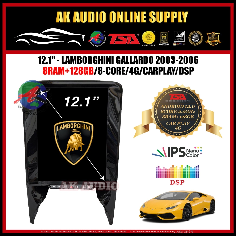 12.1" Inch ◾Lamborghini Gallardo 2003 - 2006 ◾8+128GB 8CORE/4G/CARPLAY/DSP Car Monitor -M10240