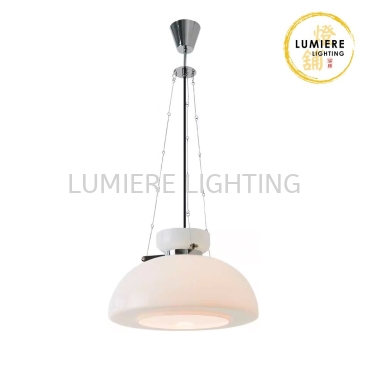 French Milky Glass Pendant Light