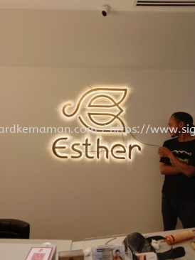 ESTHER INDOOR 3D LED BOX UP STAINLESS STEEL BACKLIT SIGNAGE SIGNBOARD AT RASAU DUNGUN TERENGGANU MALAYSIA