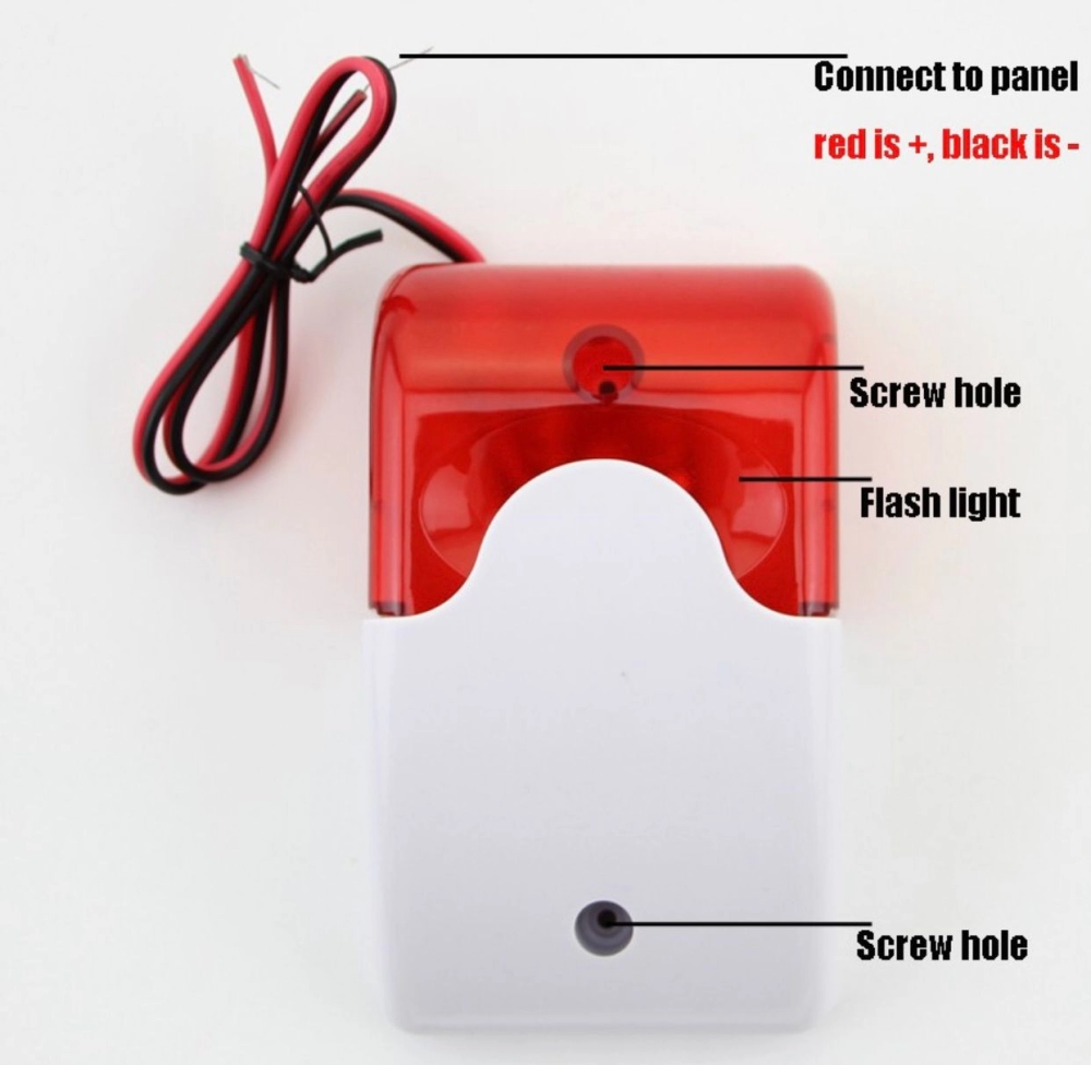 12V Wired Sound Light Alarm Strobe Flashing Light Siren Security