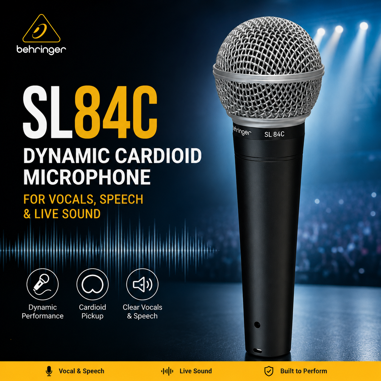 Behringer SL84C – Mikrofon Dinamik Kardioid untuk Vokal, Ucapan & Bunyi Langsung