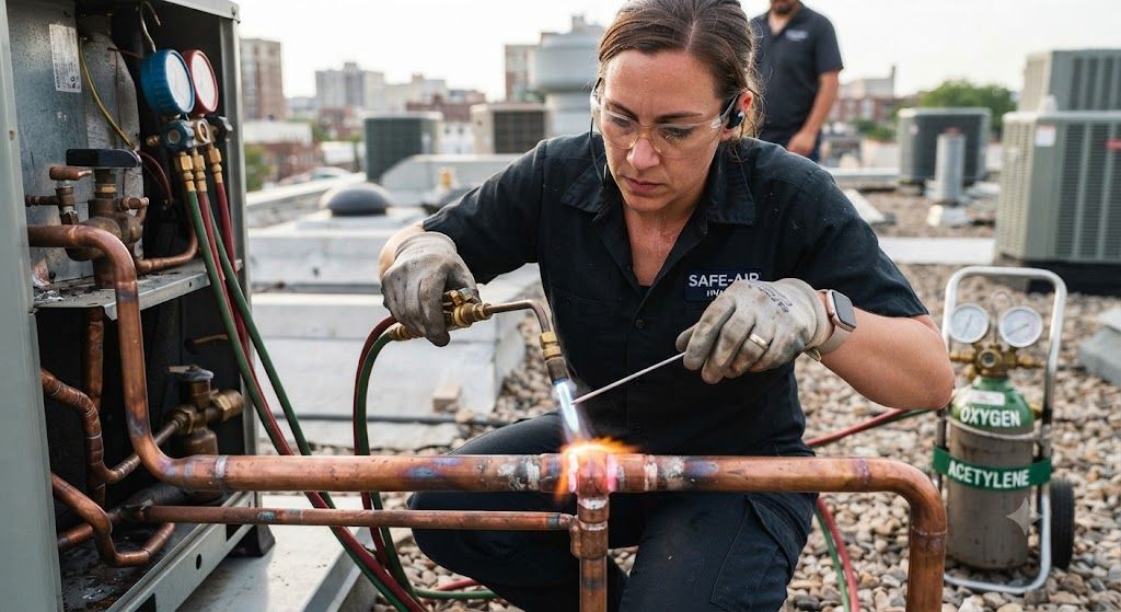 HVAC oxy acetylene brazing torch techniques