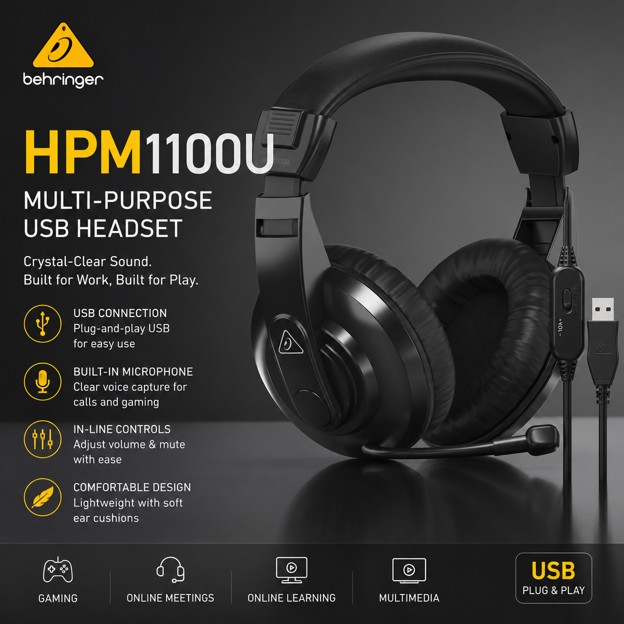 Behringer HPM1100U – Fon Kepala USB Pelbagai Kegunaan