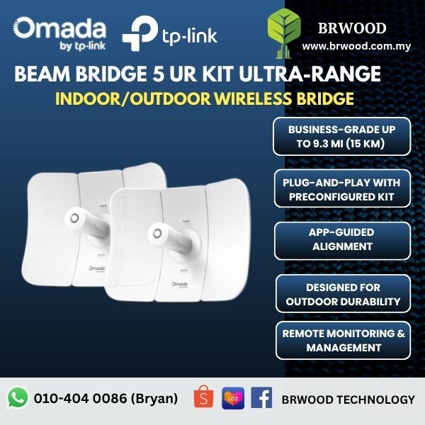 OMADA TP-LINK BEAM BRIDGE 5 UR KIT: 5GHz 867Mbps Ultra-Range Indoor/ Outdoor Wireless Bridge