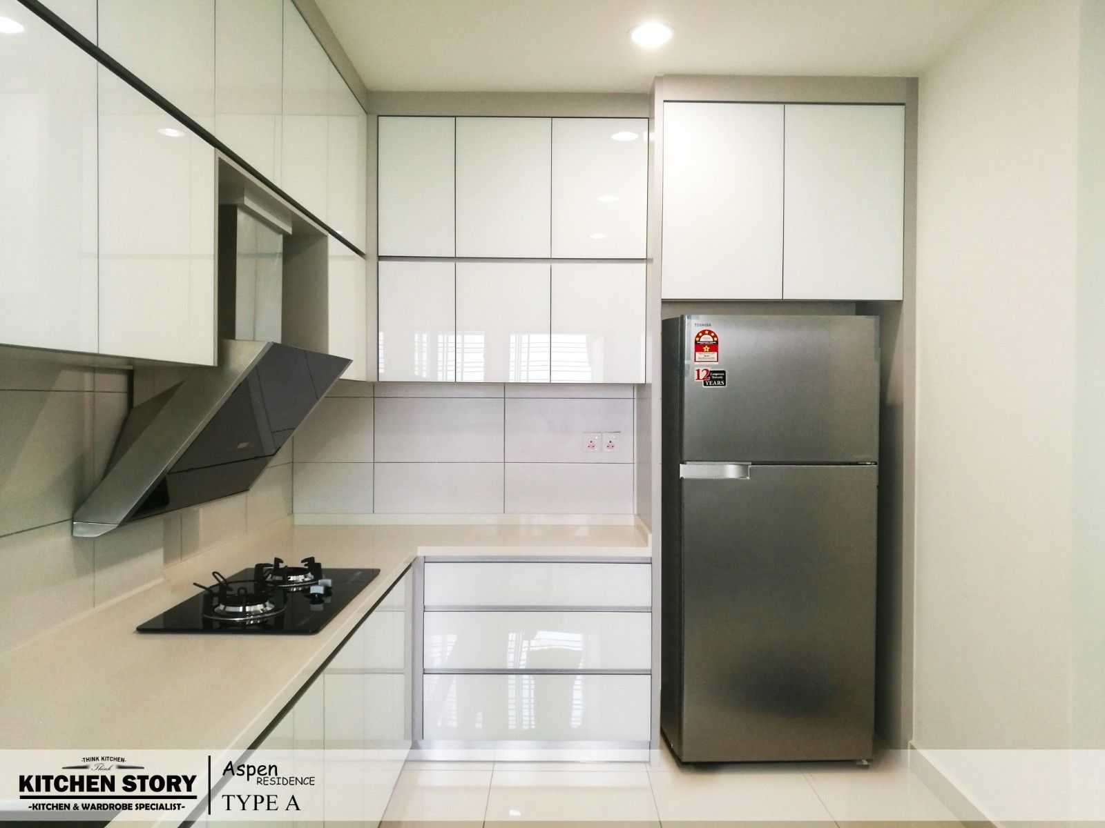 Aspen Residence - Clean White Kitchen Cabinet Design & Build | Jelutong, George Town, Penang
