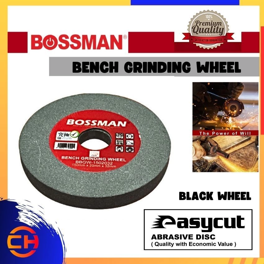 BOSSMAN ( B62024/ 36/ 46/ 60/ 80/ 100/ 120 / B82024 /36/ 46/ 60/ 80/ 100/ 120 )150MM Black Bench Grinding Wheel (24#~120#)