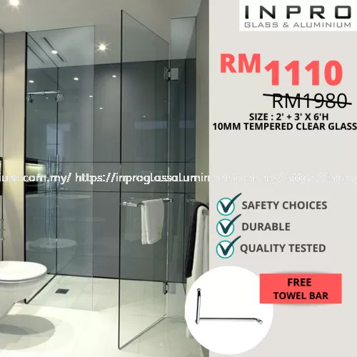 IPSS-2 Shower Screen Set With 10mm Tempered Glass | Glass Contractor Sunway