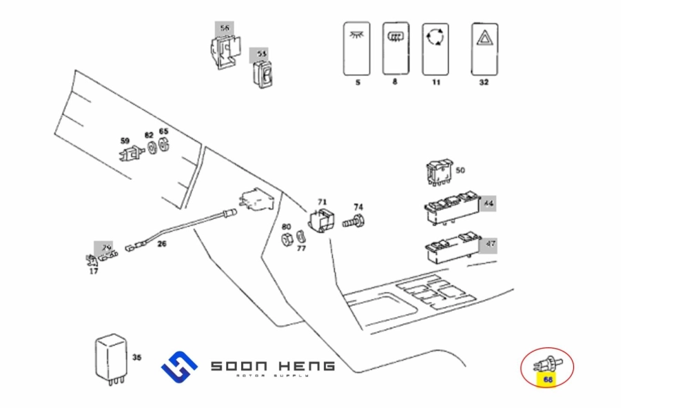 Mercedes-Benz W108, W109, W111, W113, W114, W115 and C107 - Contact Switch (Original MB)