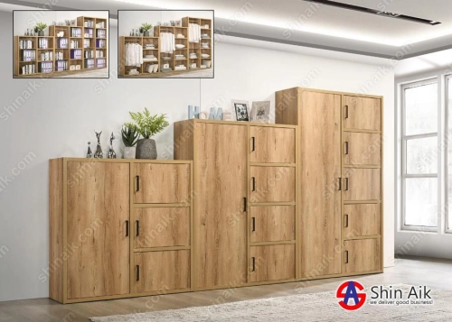 BC56026/28/30(KD) Natural Oak & Grey Two-Tone Multipurpose Storage Cabinet / Wardrobe