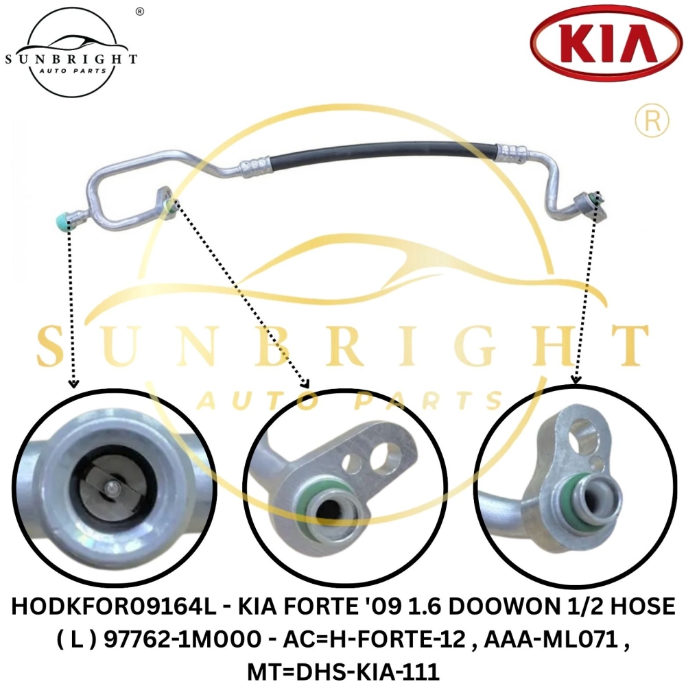 HODKFOR09164L - KIA FORTE '09 1.6 DOOWON 1/2 HOSE ( L ) 97762-1M000 - AC=H-FORTE-12 , AAA-ML071 , MT=DHS-KIA-111