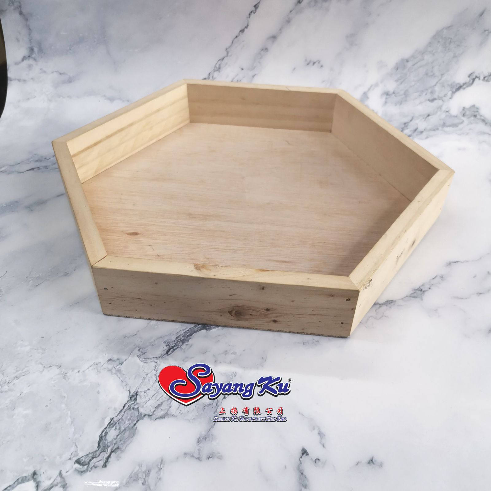 Pine wood Tray Hexagon (6 segi)