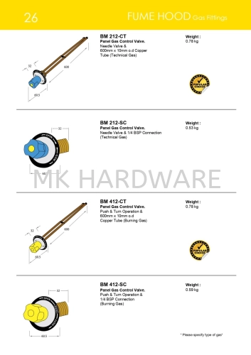 FUME HOOD (GAS FITTINGS)