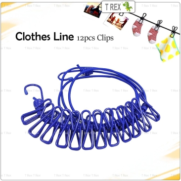 Portable Clothes Line with 12pcs Clips