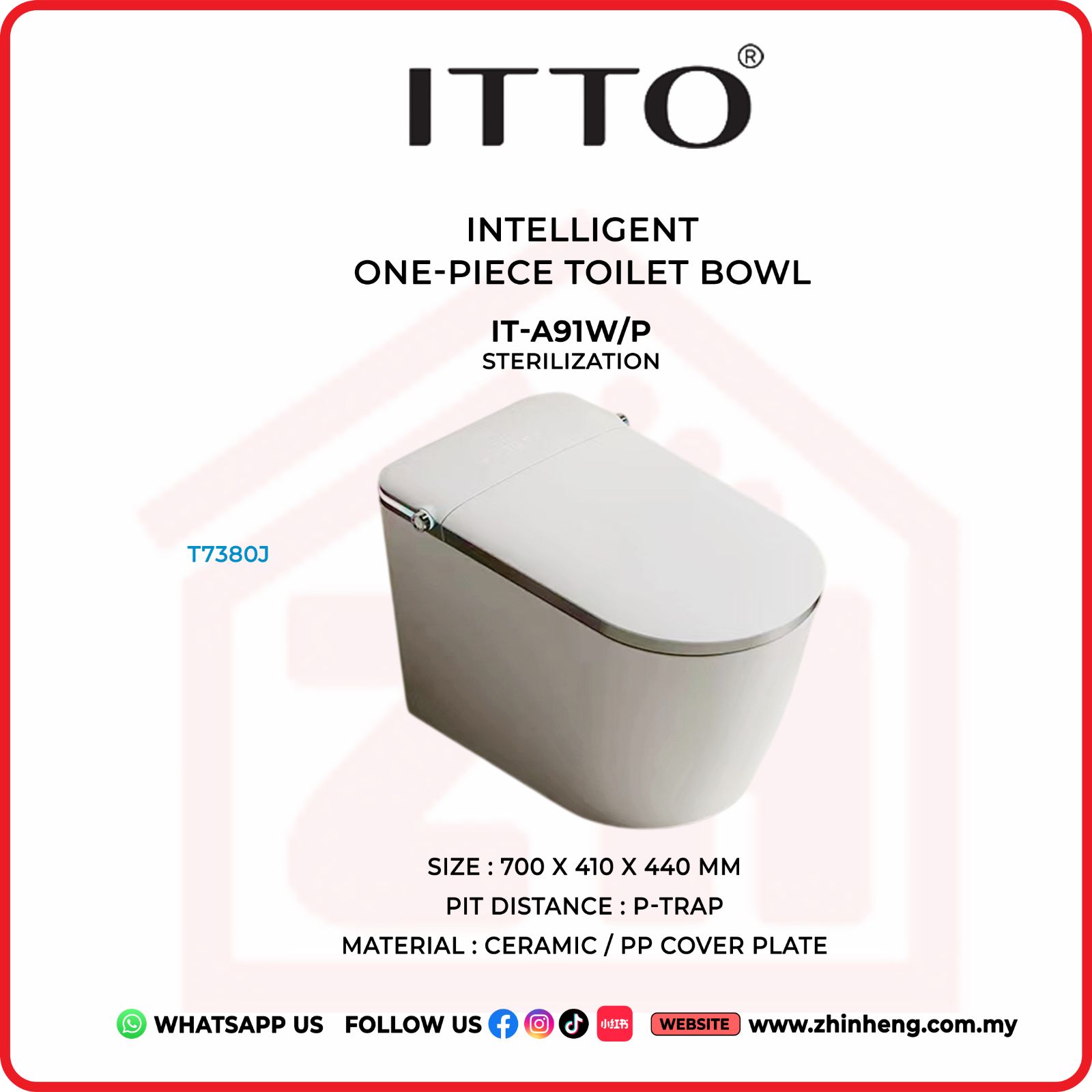 ITTO INTELLIGENT ONE-PIECE TOILET BOWL IT-A91W/P