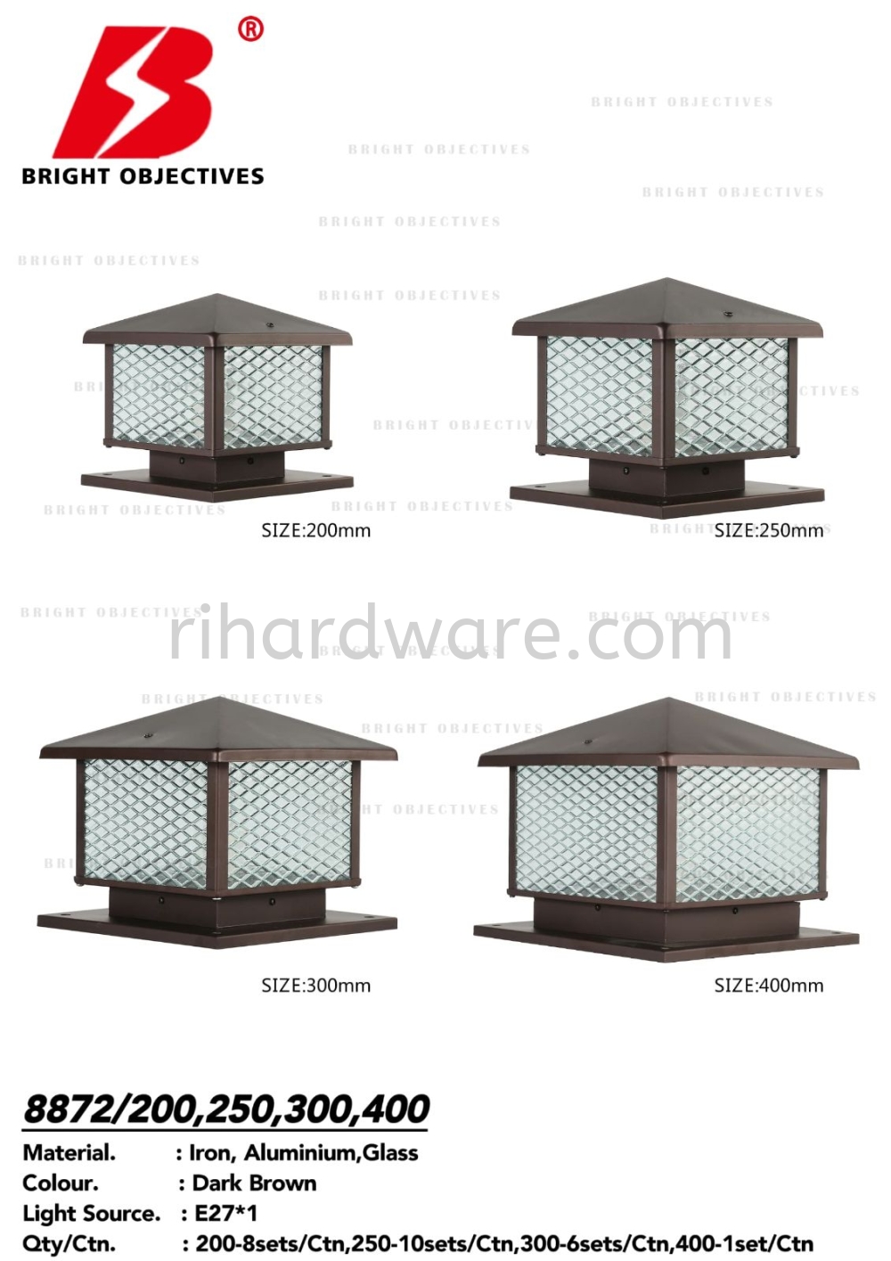Outdoor Pillar Gate Lamp 8872