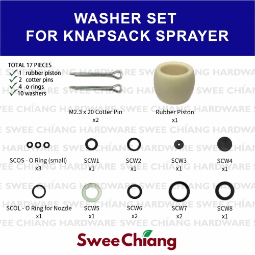 Washer O-Ring Set for Knapsack Sprayer