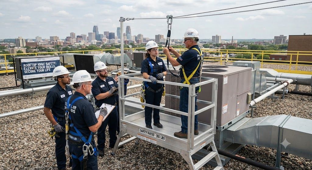 HVAC rooftop work elevated platform safety
