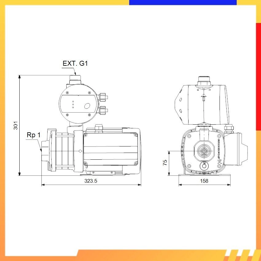 Grundfos CMB3-37PM1 Home Water Pressure Booster Pump