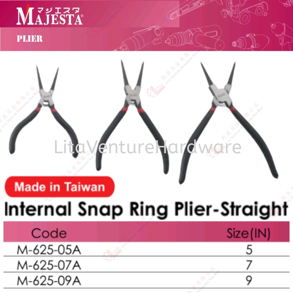 MAJESTA BRAND INTERNAL SNAP RING PLIER-STRAIGHT - M62505A M62507A M62509A