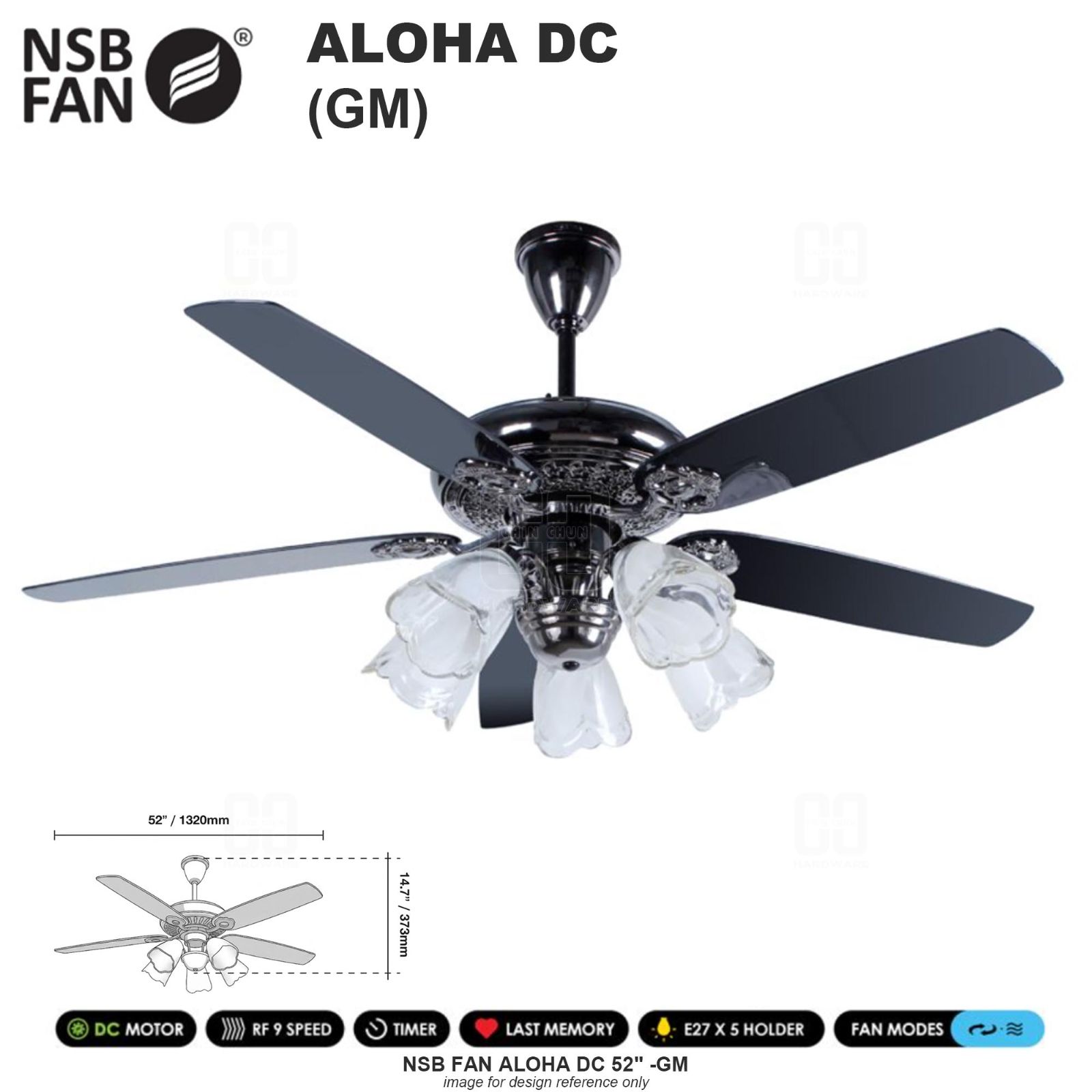 NSB FAN ALOHA DC 52" GM