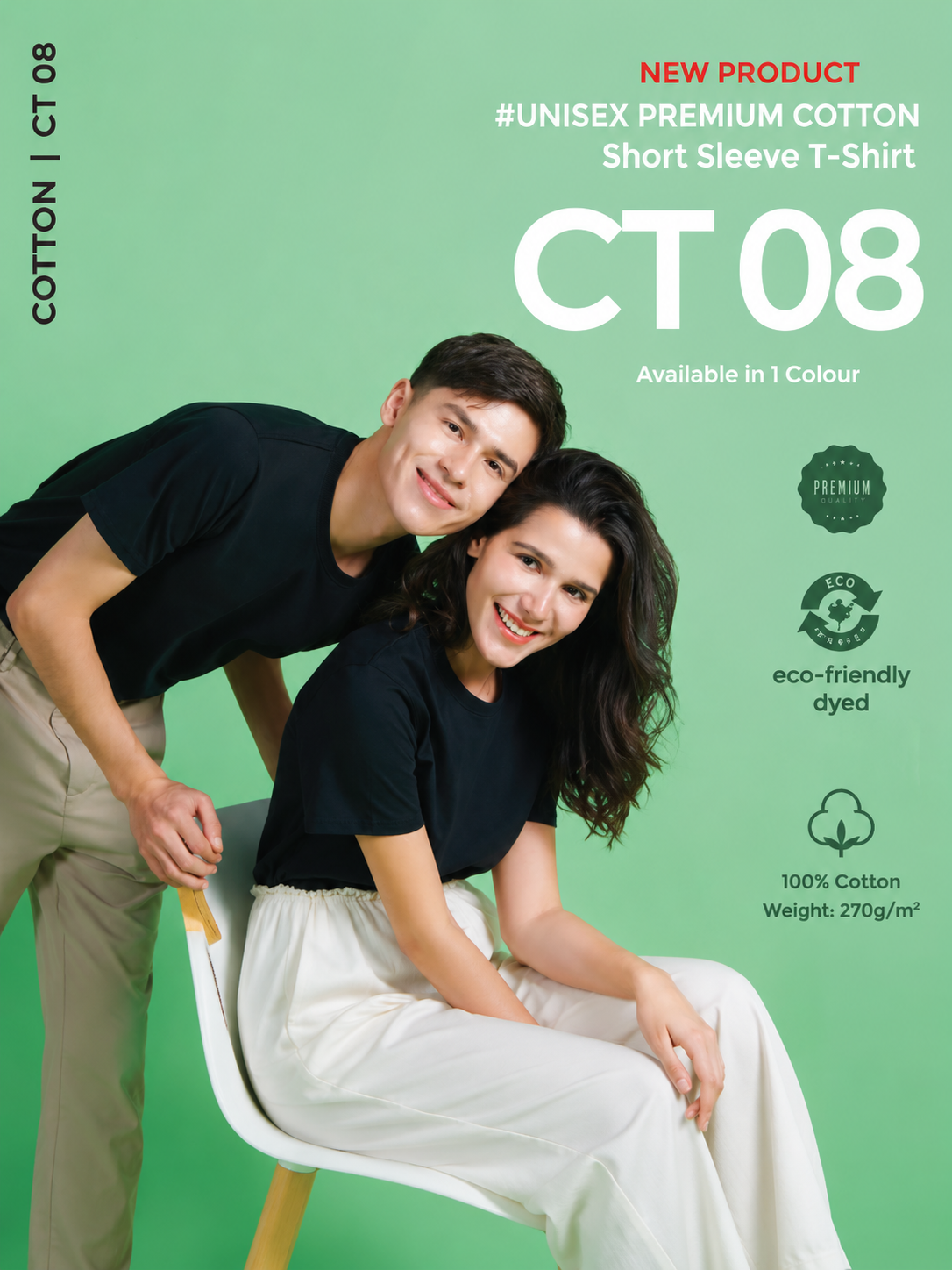 Unisex Premium Cotton Short Sleeve T-Shirt - CT08