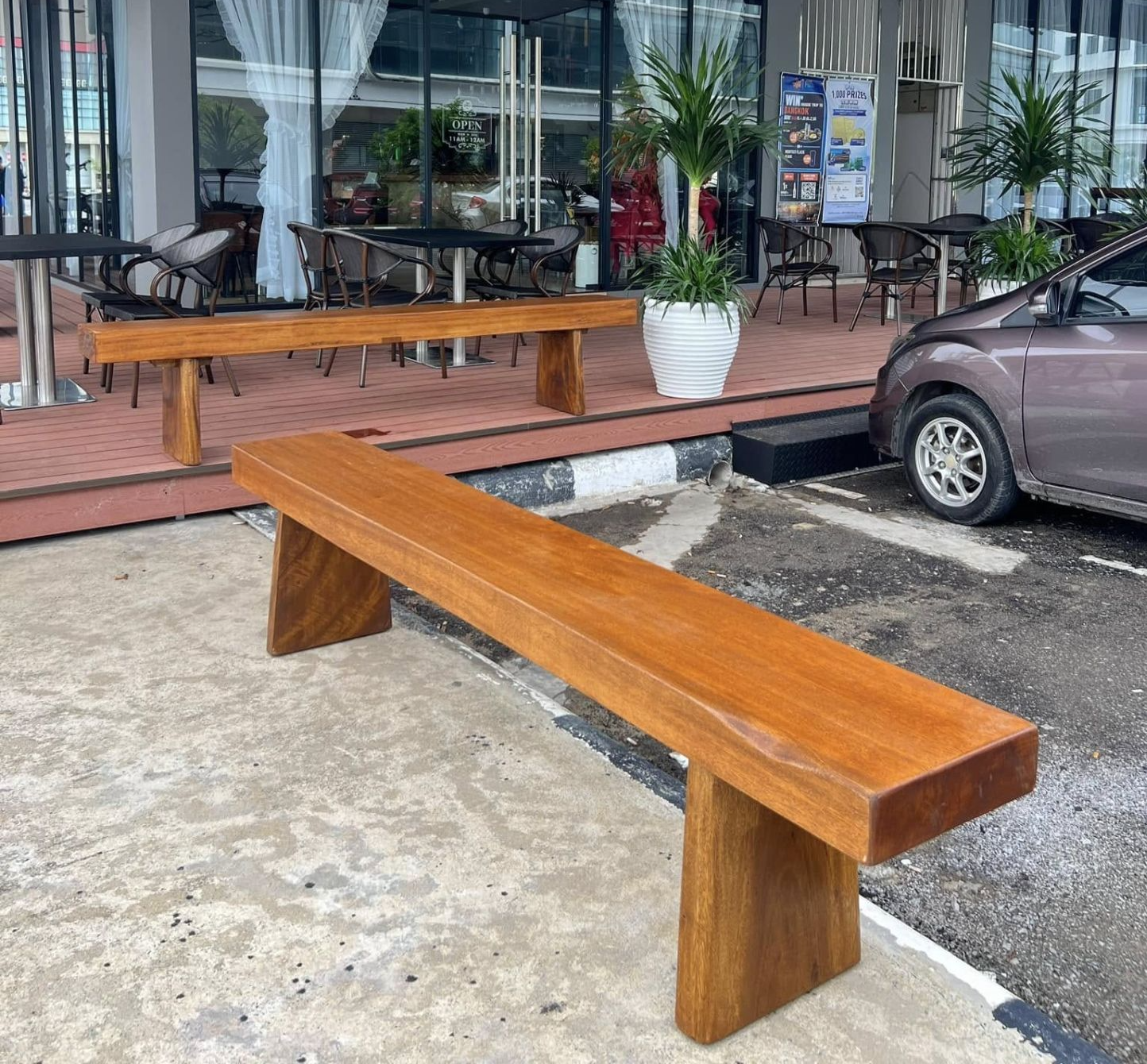 Solid Merbau Wood Bench