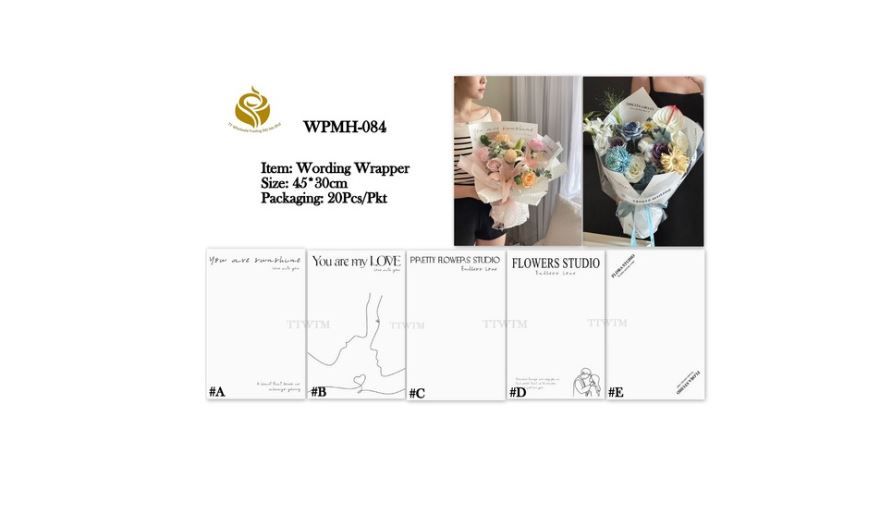 Minimalist Flower Wrapping Paper – Simple Elegant Sheets for Modern Bouquets (WPMH-084)