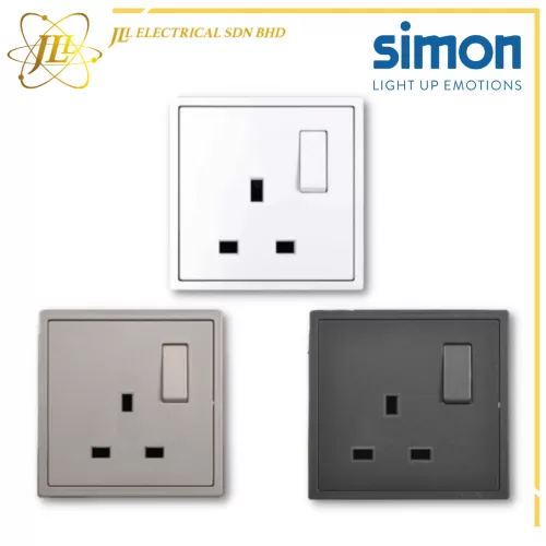 Simon Switch i7 701382-30 13A Flat Pin Switch Socket Outlet  [MATT WHITE/GOLDEN CHAMPAGNE/GRAPHITE BLACK]