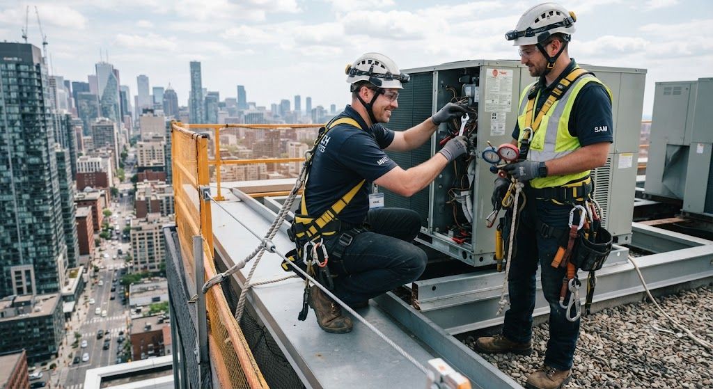 working at height PPE for air conditioning workers