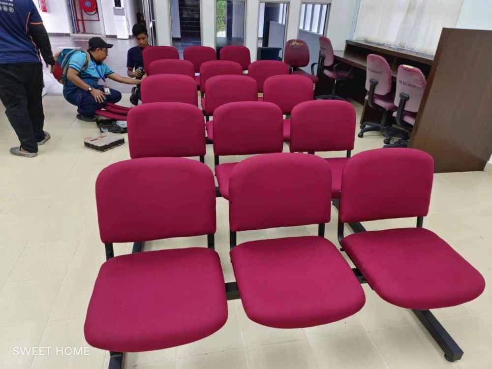 Waiting Link Chair | Banquet Chair | Student Chair | Fabric Medium Back Office Chair | High Back Office Chair | Office Chair Refabric | For Kolej Komuniti Tasek Gelugor Bertam Kepala Batas Penang Kedah