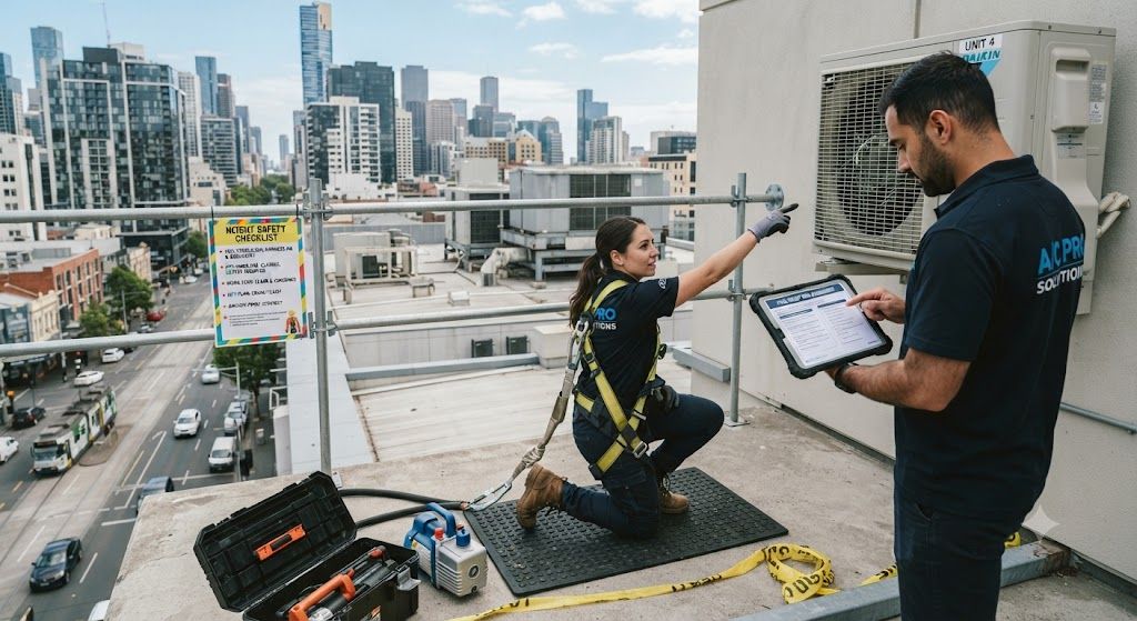 HVAC installation height risk assessment outdoor unit