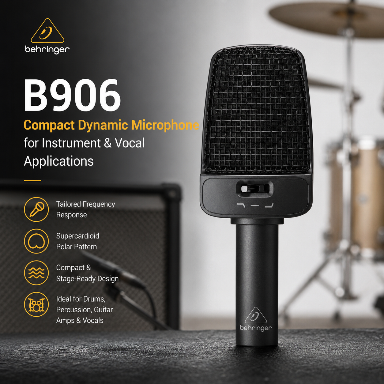 Behringer B906 – 乐器与人声通用紧凑型动圈麦克风