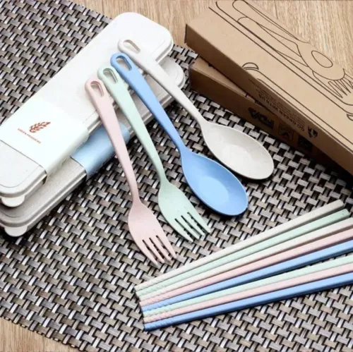 Custom Logo ECO Friendly Wheat Straw Cutlery Set