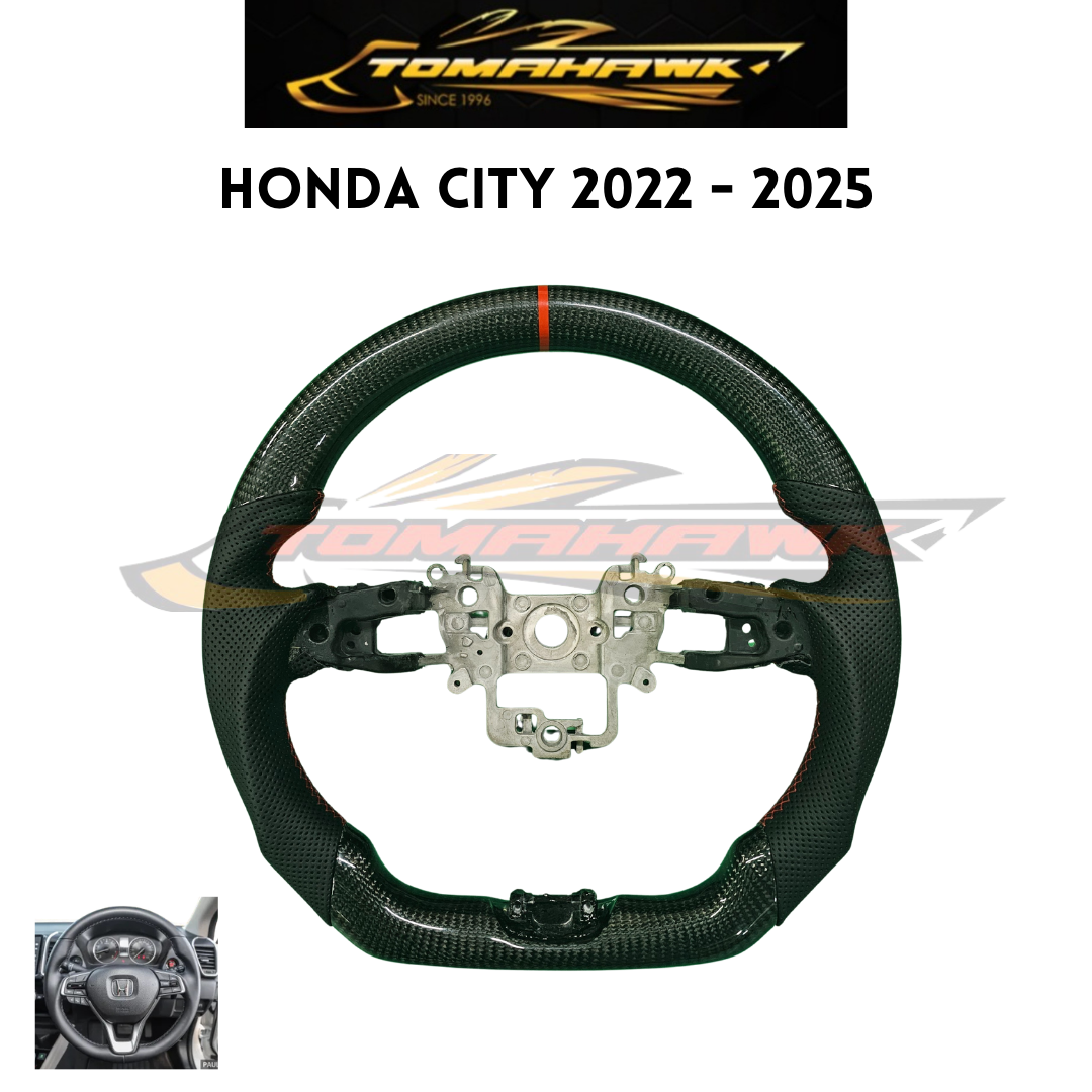 Honda City GN 2022-2025 Real Carbon Fiber Flat Bottom Sport Design Steering Wheel