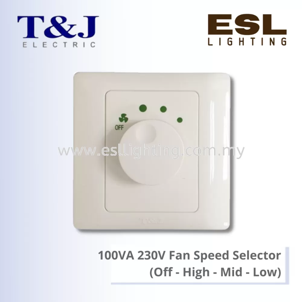 T&J RADIANCE SERIES 100VA 230V Fan Speed Selector (Off - High - Mid - Low) - K2C-MMD-D / K2C-MMD-SBL-D / K2C-MMD-MSB-D
