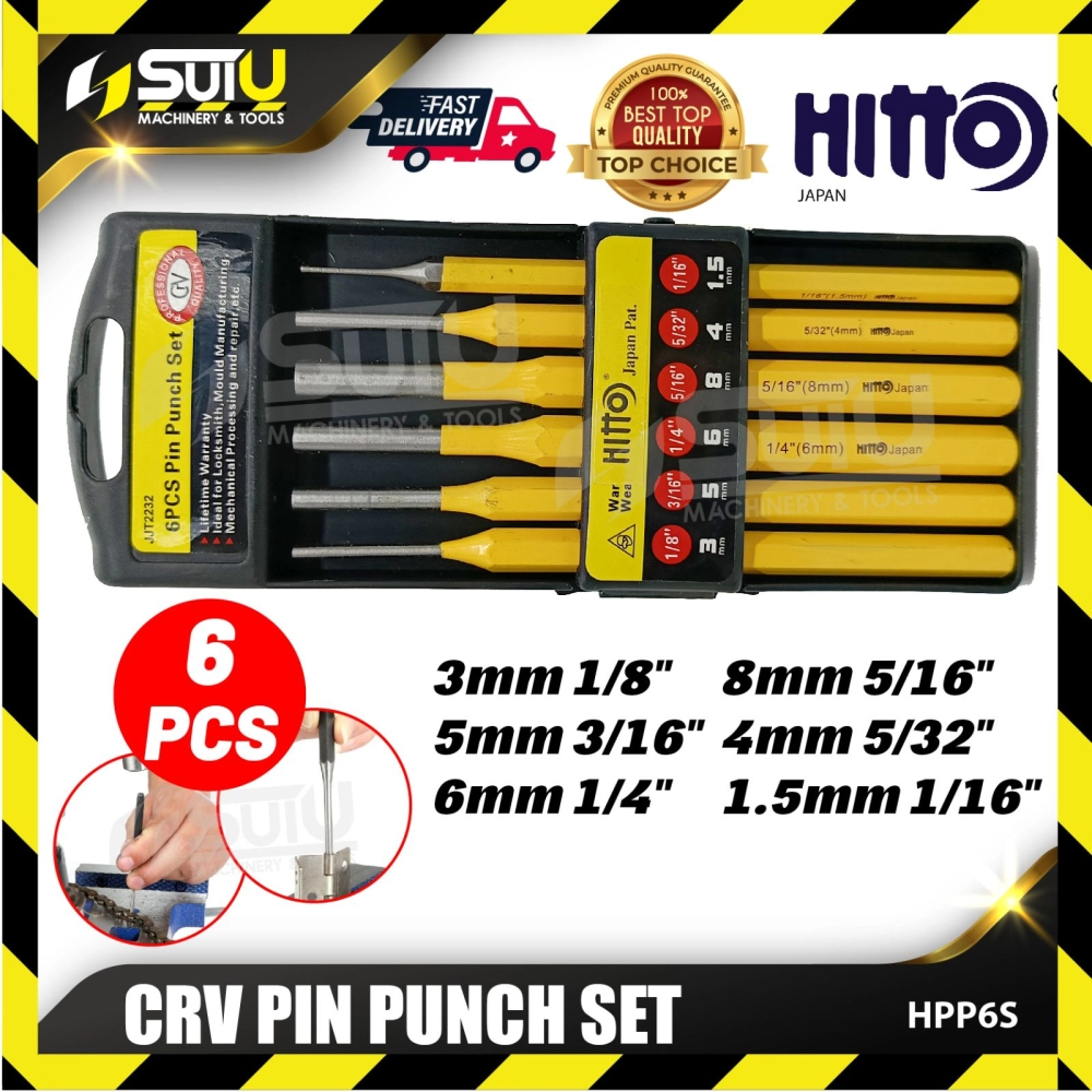 HITTO HPP6S / HPP-6S 6PCS CRV Pin Punch Set