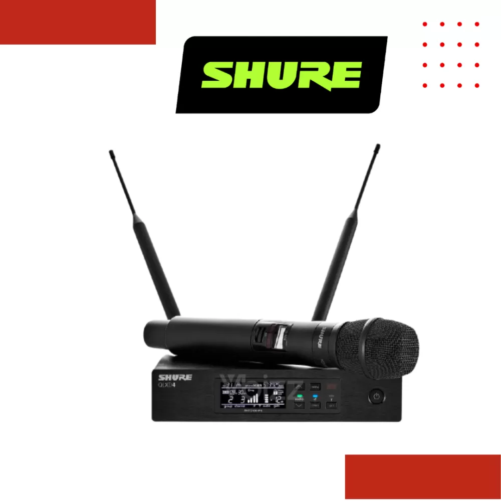 Shure QLXD24/KSM9 Handheld Wireless Microphone System, QLXD4 Receiver & QLXD2 Handheld Transmitter with KSM9 Microphone Head