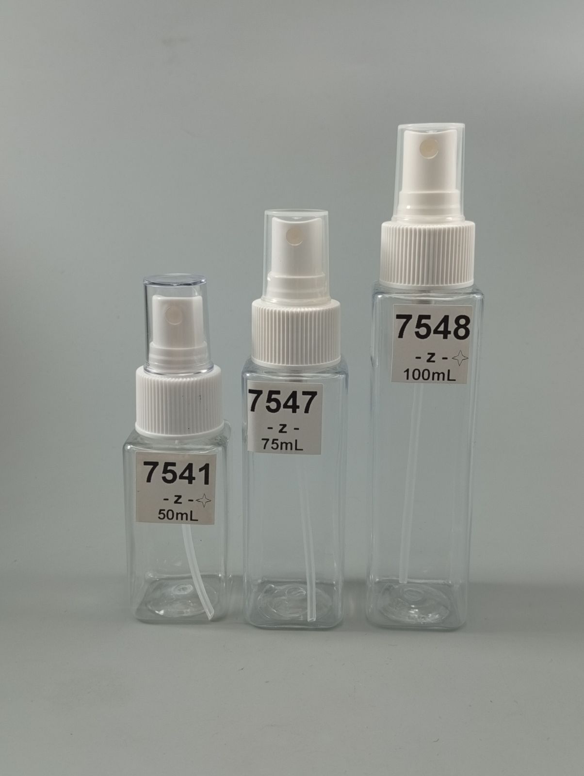 50-100ml Square Series Spray & Pump Bottle : 7548 & 7547 & 7541