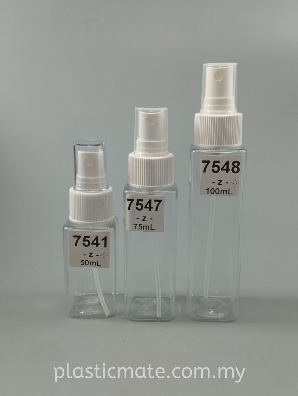 50-100ml Square Series Spray & Pump Bottle : 7548 & 7547 & 7541