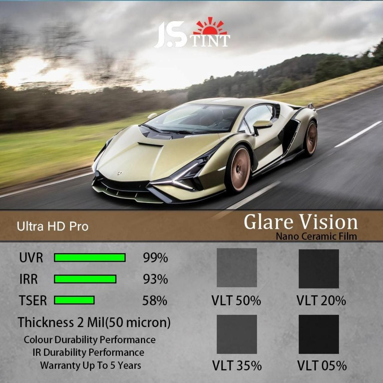 Glare Vision Nano Ceramic Film Ultra HD Pro