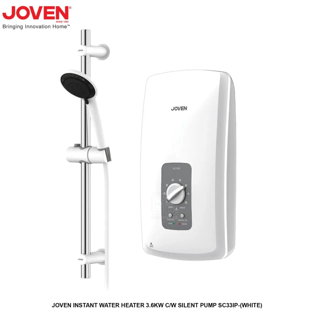JOVEN INSTANT WATER HEATER 3.6KW C/W SILENT PUMP SC33IP WHITE